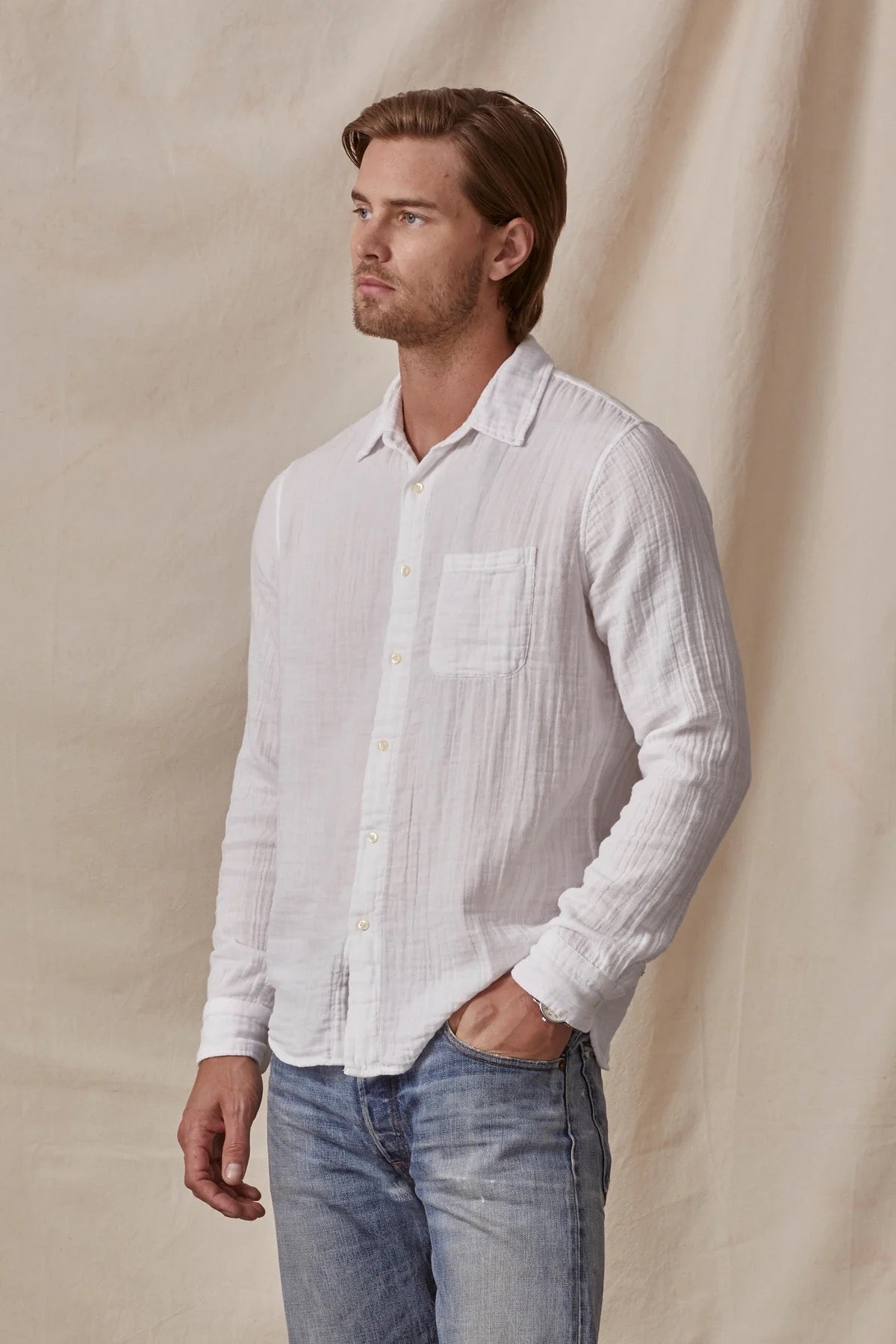 Elton Cotton Gauze Button Up