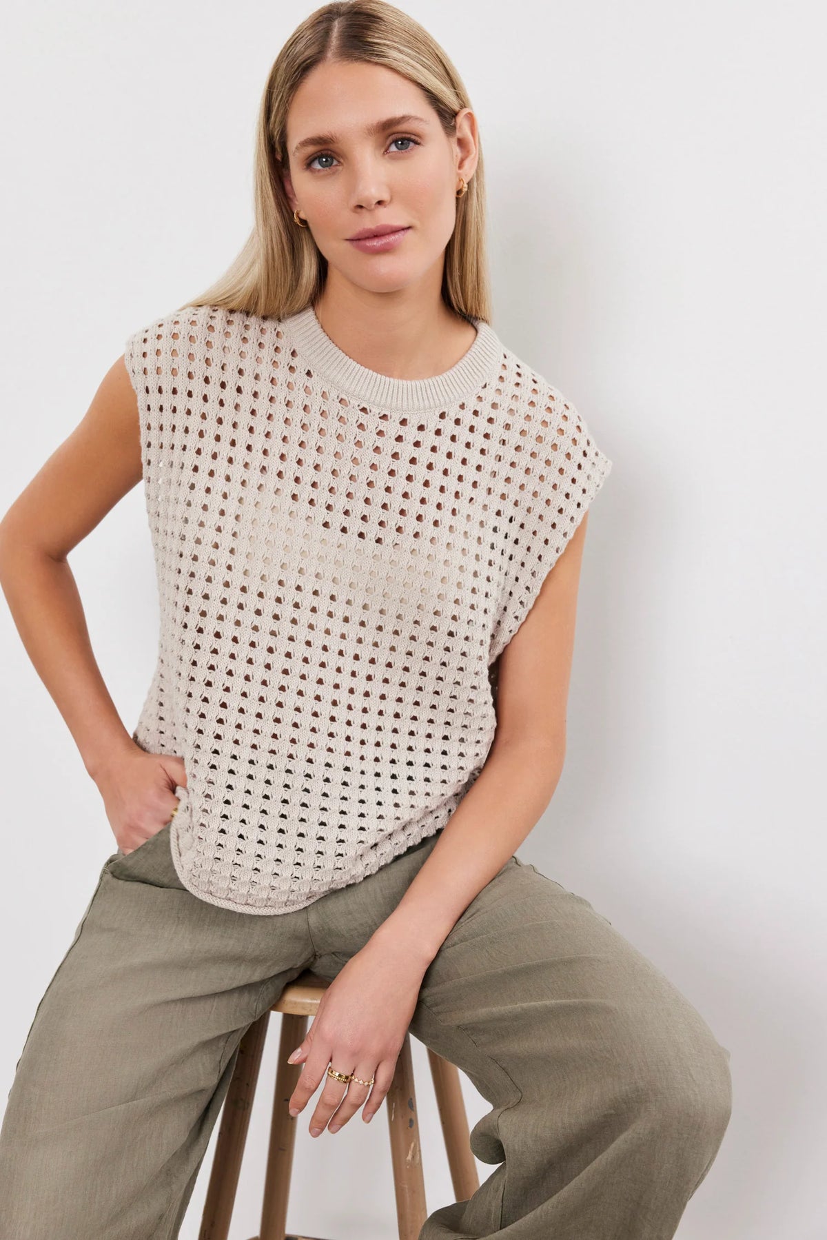 Maison Cotton Cashmere Mesh Top