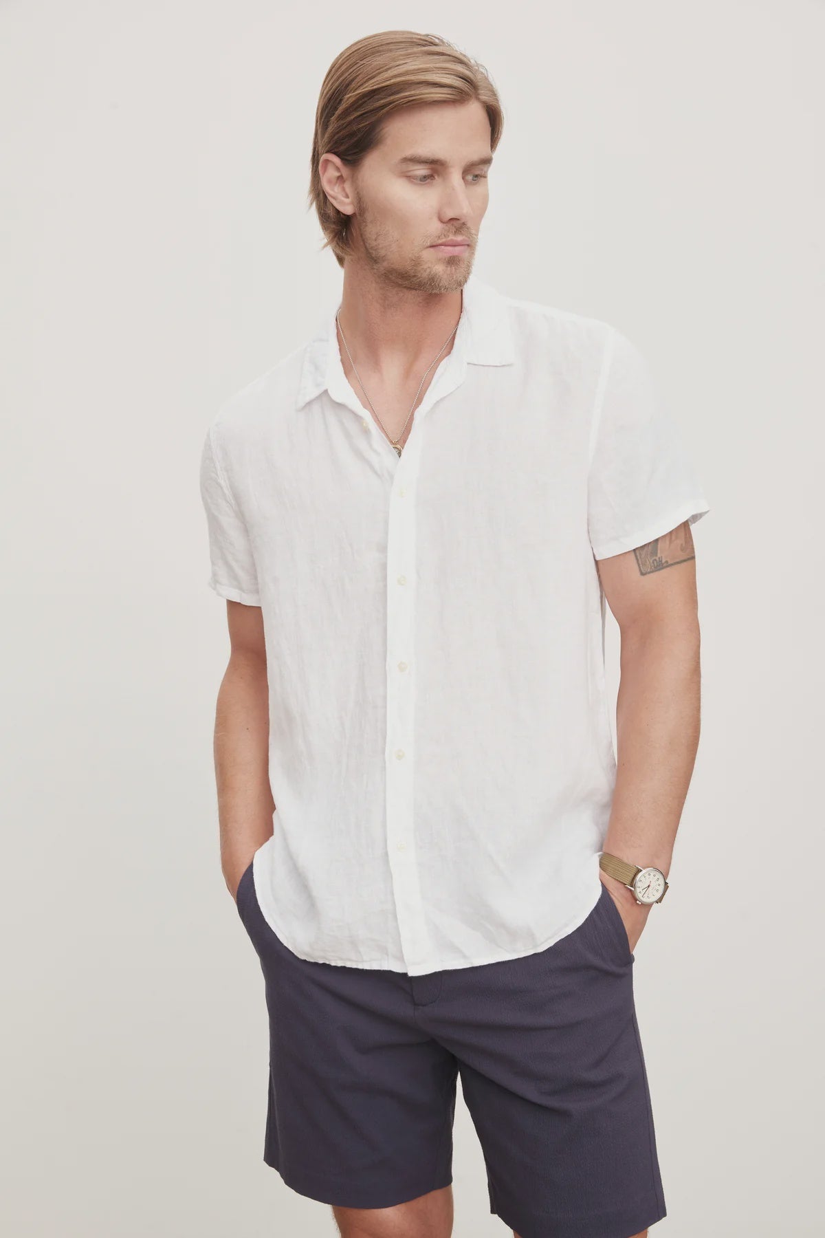 Mackie Woven Linen Button Up